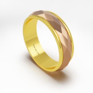 Aliança Bodas de Casamento 2 cores parte Interna Reta Ouro Branco, Ouro Rose ou Amarelo 18k CBV33