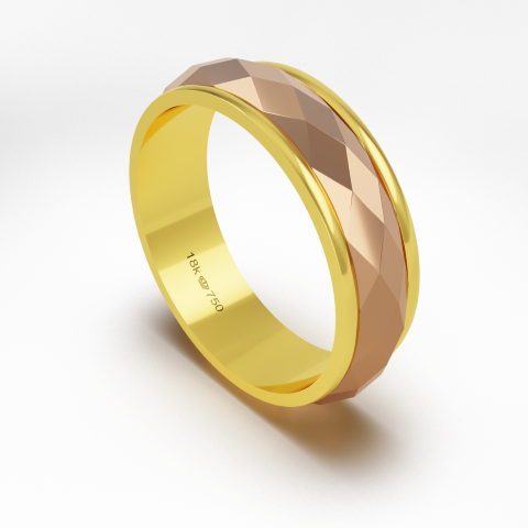 Aliança Bodas de Casamento 2 cores parte Interna Reta Ouro Branco, Ouro Rose ou Amarelo 18k CBV33