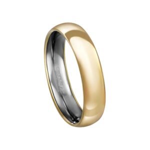 Aliança Casamento Blend Ouro 18k e Aço Inox Namoro Noivado Anatômica Acabamento Polido 6101