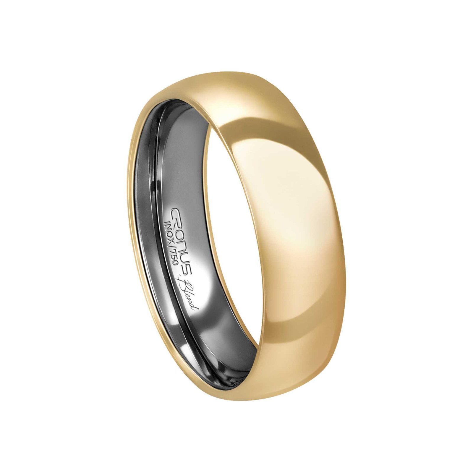 Aliança Casamento Blend Ouro 18k e Aço Inox Namoro Noivado Anatômica Acabamento Polido 6106