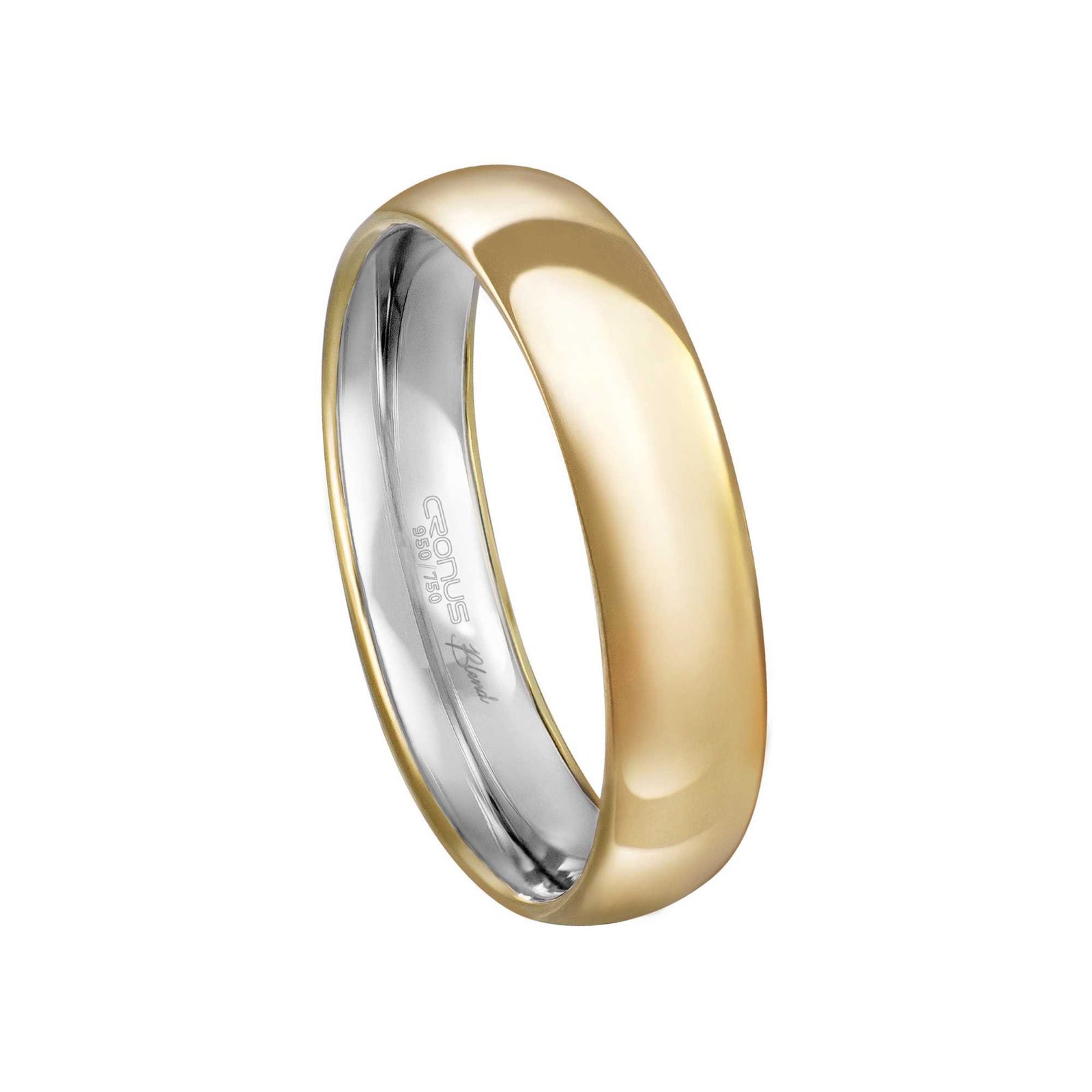 Aliança Casamento Blend Ouro 18k e Prata Namoro Noivado Anatômica Acabamento Polido 7101