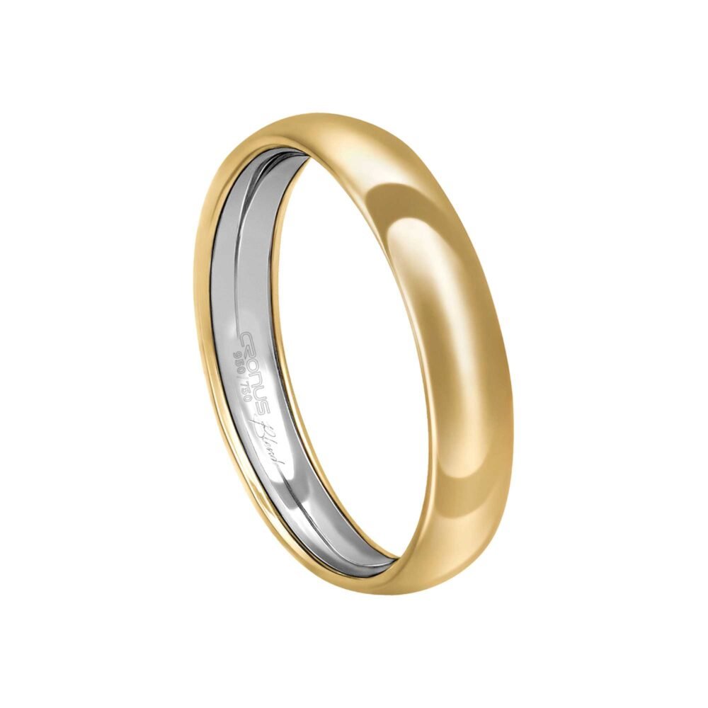 Aliança Casamento Blend Ouro 18k e Prata Namoro Noivado Anatômica Acabamento Polido 7104