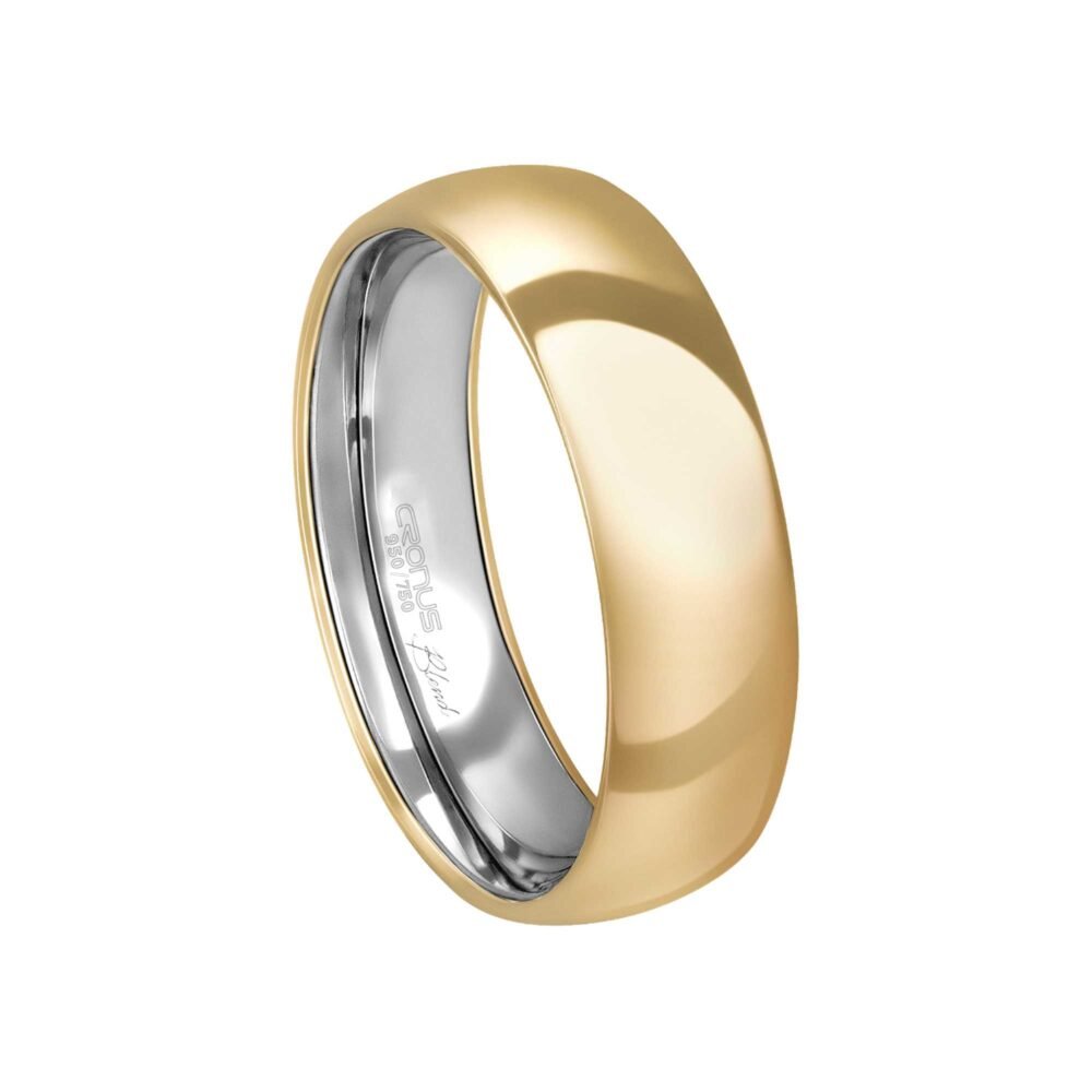 Aliança Casamento Blend Ouro 18k e Prata Namoro Noivado Anatômica Acabamento Polido 7106
