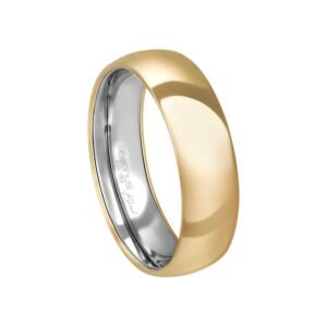 Aliança Casamento Blend Ouro 18k e Prata Namoro Noivado Anatômica Acabamento Polido 7106