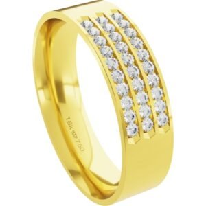 Aliança de Casamento parte Interna Anatômica com 30 Pedras em Ouro Branco, Ouro Rose ou Amarelo 18k C790RZ
