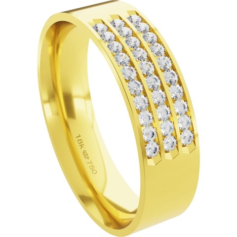 Aliança de Casamento parte Interna Anatômica com 30 Pedras em Ouro Branco, Ouro Rose ou Amarelo 18k C790RZ