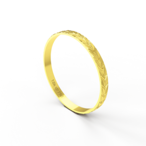 Aliança Casamento parte Interna Reta com Trabalho em Alto Relevo, Ouro Branco Rose ou Amarelo 18k AT14