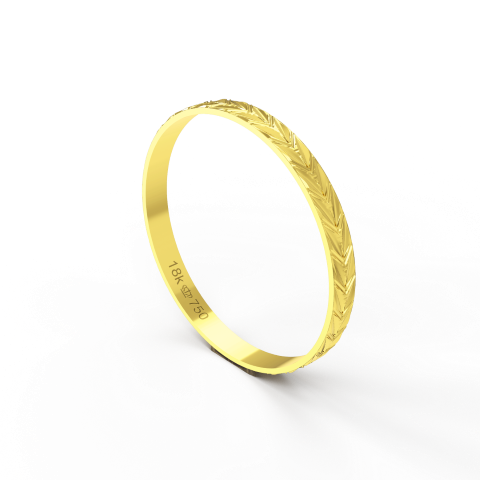 Aliança Casamento parte Interna Reta com Trabalho em Alto Relevo, Ouro Branco Rose ou Amarelo 18k AT14