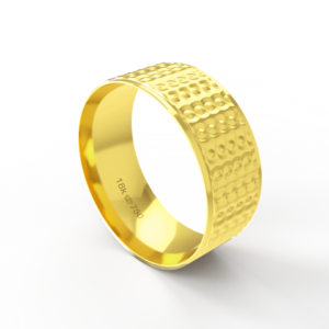 Aliança de Casamento parte Interna Anatômica com Trabalho em Alto Relevo Ouro Branco, Ouro Rose ou Amarelo 18k C626R