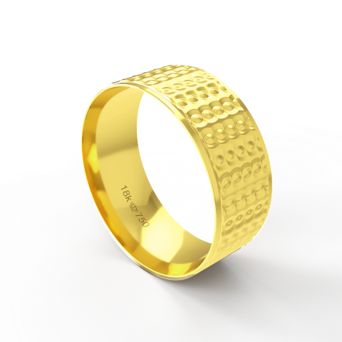 Aliança de Casamento parte Interna Anatômica com Trabalho em Alto Relevo Ouro Branco, Ouro Rose ou Amarelo 18k C626R