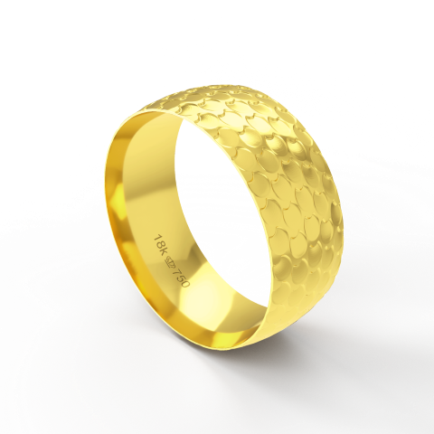Aliança de Casamento parte Interna Anatômica com Trabalho em Alto Relevo Ouro Branco, Ouro Rose ou Amarelo 18k C640R