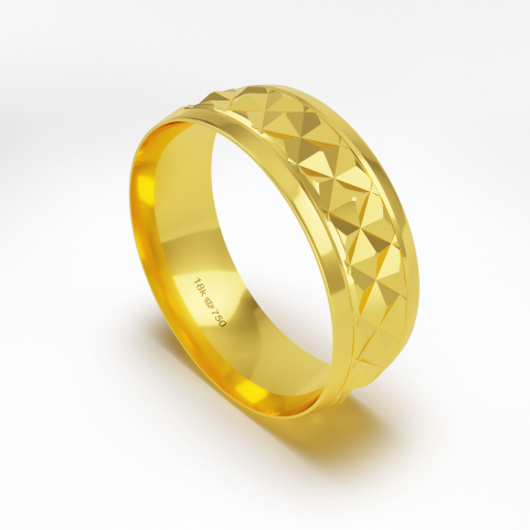 Aliança Casamento parte Interna Anatômica com Trabalho em Alto Relevo Ouro Branco, Ouro Rose ou Amarelo 18k C823R