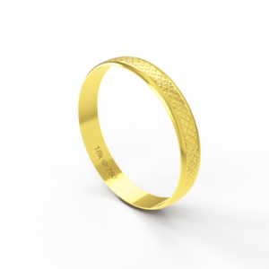Aliança de Casamento Noivado parte Interna Reta Exterior Trabalhado Ouro Branco, Ouro Rose ou Amarelo 18k AT30