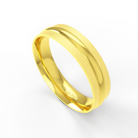 Aliança Casamento parte Interna Anatômica com Trabalho Fosqueado e Polido Ouro Branco, Ouro Rose ou Amarelo 18k C839R