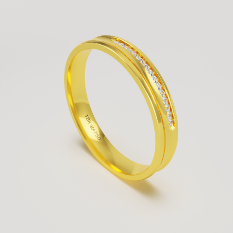 Aliança Casamento parte Interna Anatômica com Pedra  em Ouro Branco, Ouro Rose ou Amarelo 18k C777RZ