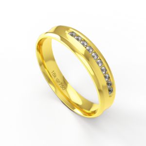 Aliança Casamento parte Interna Anatômica com Pedra  em Ouro Branco, Ouro Rose ou Amarelo 18k C778RZ