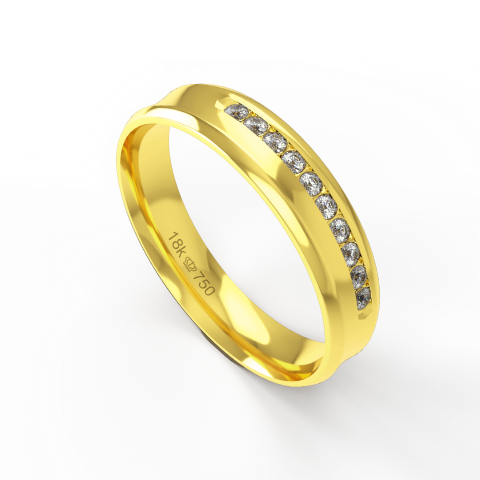 Aliança Casamento parte Interna Anatômica com Pedra  em Ouro Branco, Ouro Rose ou Amarelo 18k C778RZ