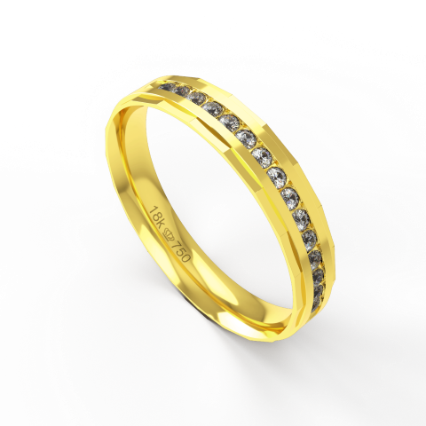Aliança Casamento parte Interna Anatômica com Pedra  em Ouro Branco, Ouro Rose ou Amarelo 18k C779RZ