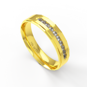 Aliança Casamento parte Interna Anatômica com Pedra  em Ouro Branco, Ouro Rose ou Amarelo 18k C780RZ