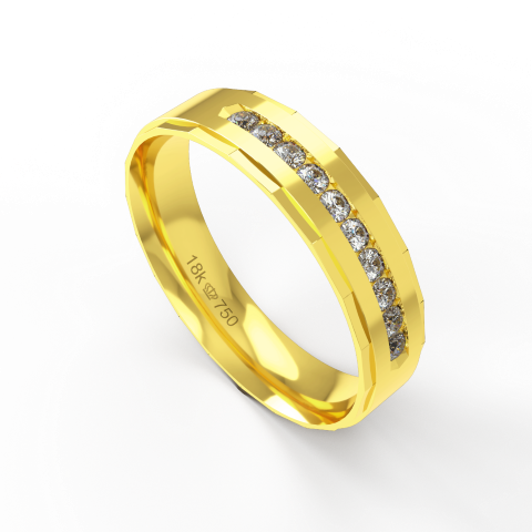 Aliança Casamento parte Interna Anatômica com Pedra  em Ouro Branco, Ouro Rose ou Amarelo 18k C780RZ