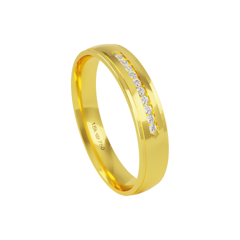 Aliança Casamento parte Interna Anatômica com Pedra Ouro Branco, Ouro Rose ou Amarelo 18k C781RZ
