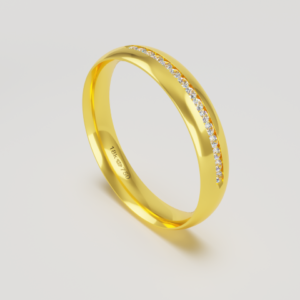 Aliança Casamento parte Interna Anatômica com Pedra Ouro Branco, Ouro Rose ou Amarelo 18k C782RZ