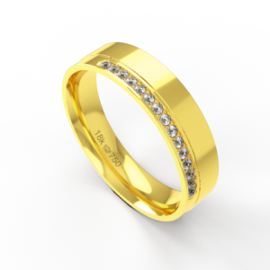 Aliança Casamento parte Interna Anatômica com Pedra Ouro Branco, Ouro Rose ou Amarelo 18k C783RZ