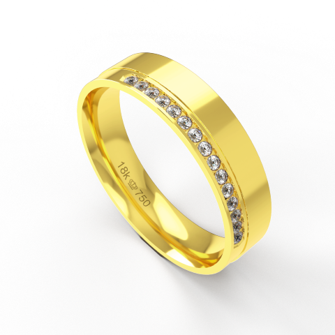 Aliança Casamento parte Interna Anatômica com Pedra Ouro Branco, Ouro Rose ou Amarelo 18k C783RZ