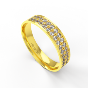 Aliança de Casamento parte Interna Anatômica Exterior com Pedras Ouro Branco, Ouro Rose ou Amarelo 18k C920RZ