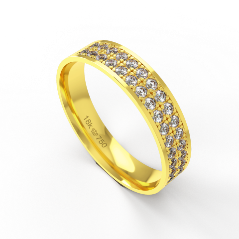 Aliança de Casamento parte Interna Anatômica Exterior com Pedras Ouro Branco, Ouro Rose ou Amarelo 18k C920RZ
