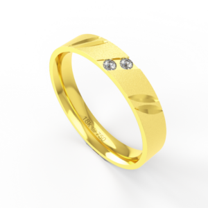 Aliança de Casamento parte Interna Anatômica com Pedra e Trabalho Fosqueado e Polido Ouro Branco, Ouro Rose ou Amarelo 1