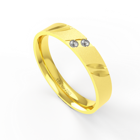 Aliança de Casamento parte Interna Anatômica com Pedra e Trabalho Fosqueado e Polido Ouro Branco, Ouro Rose ou Amarelo 1