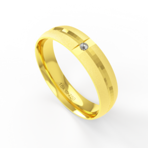 Aliança de Casamento parte Interna Anatômica com Pedra e Acabamento Fosqueado e Polido  Ouro Branco, Ouro Rose ou Amarel