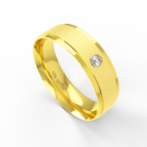 Aliança de Casamento parte Interna Anatômica Acabamento Fosqueado e Polido com Pedra  Ouro Branco, Ouro Rose ou Amarelo