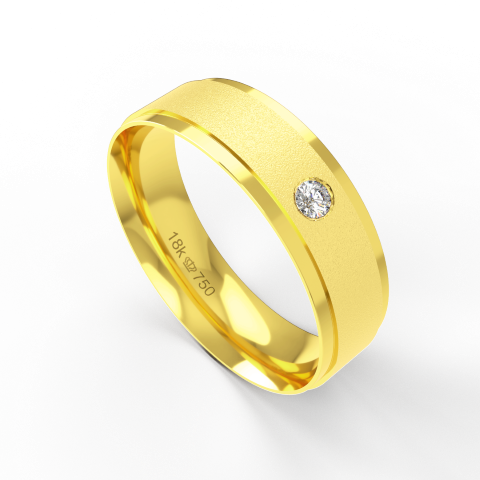 Aliança de Casamento parte Interna Anatômica Acabamento Fosqueado e Polido com Pedra  Ouro Branco, Ouro Rose ou Amarelo