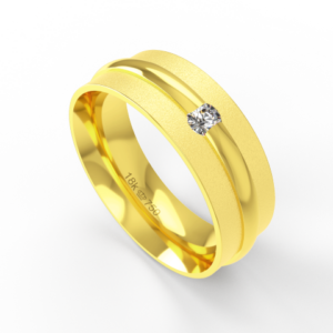 Aliança de Casamento parte Interna Anatômica Acabamento Fosqueado Polido com Pedra  Ouro Branco, Ouro Rose ou Amarelo 18
