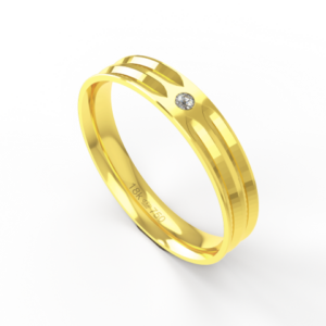 Aliança de Casamento parte Interna Anatômica com Pedra Ouro Branco, Ouro Rose ou Amarelo 18k C571RPZ