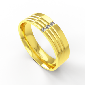 Aliança de Casamento parte Interna Anatômica com Pedra Ouro Branco, Ouro Rose ou Amarelo 18k C578RZ