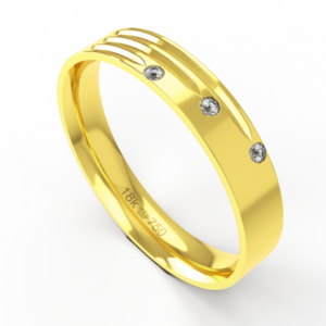 Aliança de Casamento parte Interna Anatômica com Pedra Ouro Branco, Ouro Rose ou Amarelo 18k C583RZ