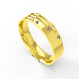 Aliança de Casamento parte Interna Anatômica com Pedra Ouro Branco, Ouro Rose ou Amarelo 18k C584RZ