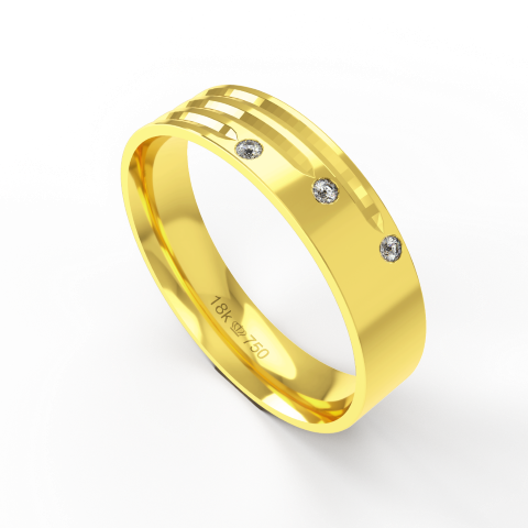 Aliança de Casamento parte Interna Anatômica com Pedra Ouro Branco, Ouro Rose ou Amarelo 18k C584RZ