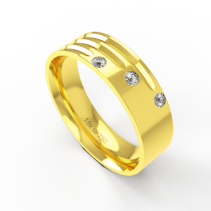 Aliança de Casamento parte Interna Anatômica com Pedra Ouro Branco, Ouro Rose ou Amarelo 18k C585RZ