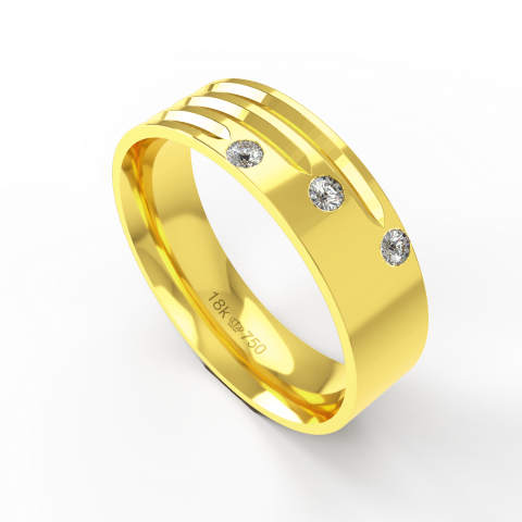 Aliança de Casamento parte Interna Anatômica com Pedra Ouro Branco, Ouro Rose ou Amarelo 18k C585RZ