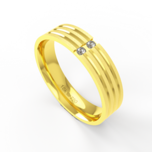 Aliança de Casamento parte Interna Anatômica com Pedra Ouro Branco, Ouro Rose ou Amarelo 18k C702RZ