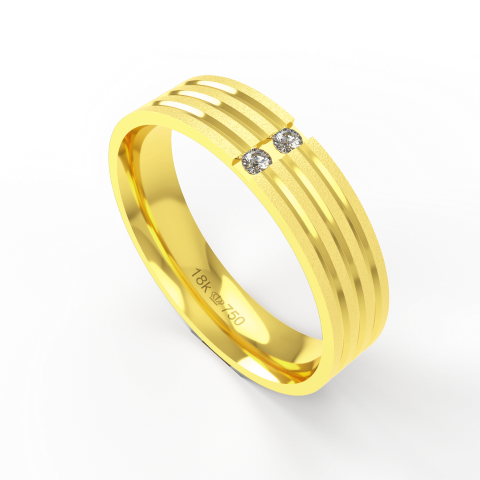 Aliança de Casamento parte Interna Anatômica com Pedra Ouro Branco, Ouro Rose ou Amarelo 18k C702RZ