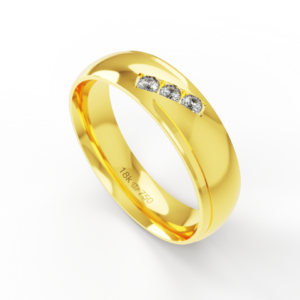 Aliança de Casamento parte Interna Anatômica com Pedra Ouro Branco, Ouro Rose ou Amarelo 18k C710RZ