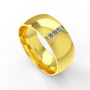 Aliança de Casamento parte Interna Anatômica Exterior com Pedras Ouro Branco, Ouro Rose ou Amarelo 18k C765RZ