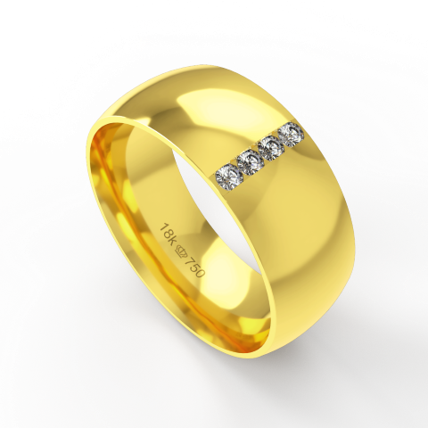 Aliança de Casamento parte Interna Anatômica Exterior com Pedras Ouro Branco, Ouro Rose ou Amarelo 18k C765RZ