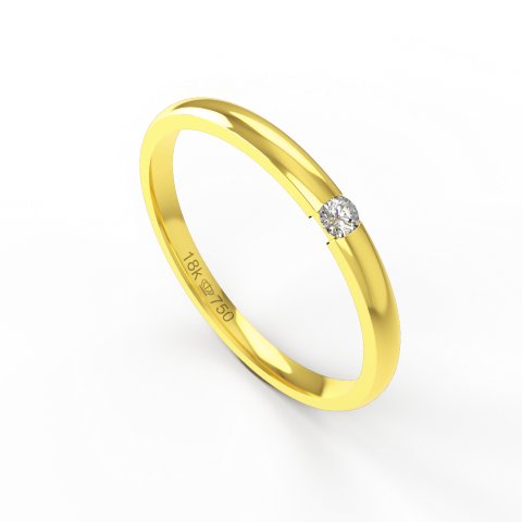 Aliança de Casamento parte Interna Anatômica Exterior com Pedra Ouro Branco, Ouro Rose ou Amarelo 18k C768RZ