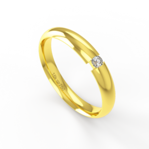 Aliança de Casamento parte Interna Anatômica Exterior com Pedra Ouro Branco, Ouro Rose ou Amarelo 18k C769RZ
